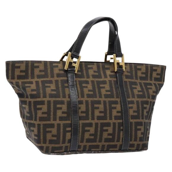 FENDI Zucca Canvas Hand Bag Black Brown - Picture 1 of 13